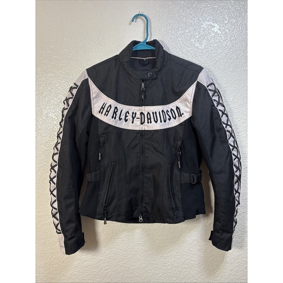 Harley Davidson Black Pink Mesh Riding‎ Gear Motorcycle Women's Jacket Size M